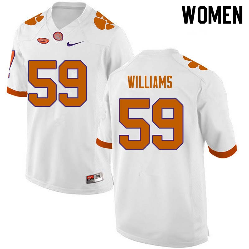 Women #59 Jordan Williams Clemson Tigers College Football Jerseys Sale-White